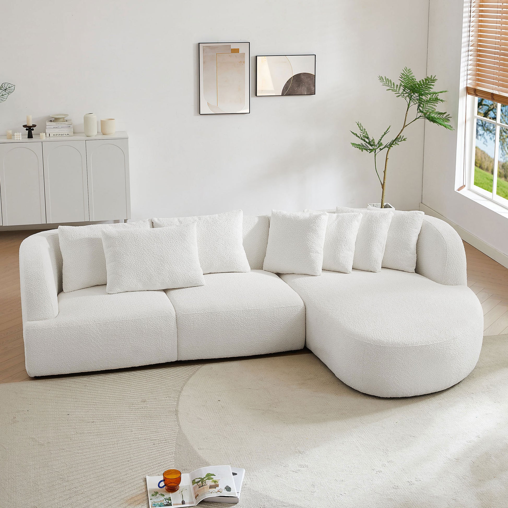 Boucle Sofa,Modular Sectional Couch For Living Room Apartment Lounge,Free Combination Beige Beige Boucle