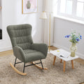 Nursery Rocking Chair, Teddy Upholstered Glider Rocker, Rocking Accent Chair With High Backrest, Comfy Rocking Accent Armchair For Living Room, Bedroom, Offices, Green Iron Green Primary Living Space Varnished Sponge Square Casual Rocking Chairs