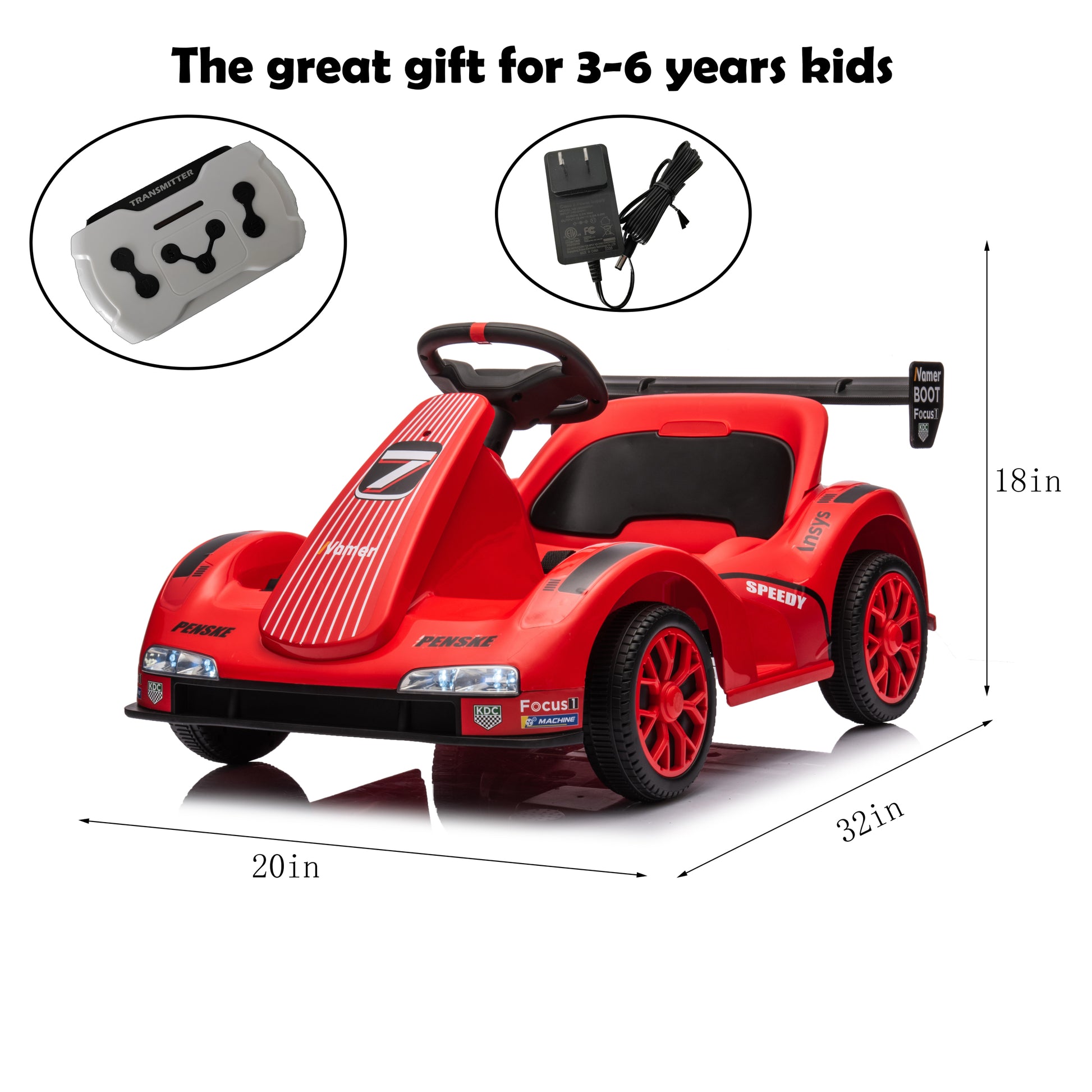 Kids Electric Go Kart, 12V Battery Powered Ride On Car W Remote Control, Safety Belt, Slow Start, Music, 4 Wheeler Electric Vehicle For Kids, Gift For Boys Girls Red Plastic