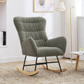 Nursery Rocking Chair, Teddy Upholstered Glider Rocker, Rocking Accent Chair With High Backrest, Comfy Rocking Accent Armchair For Living Room, Bedroom, Offices, Green Iron Green Primary Living Space Varnished Sponge Square Casual Rocking Chairs