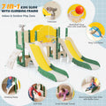 Kids Slide Playset Structure 7 In 1, Freestanding Space Set With Slide, Arch Tunnel, Ring Toss And Basketball Hoop,Double Slides For Toddlers, Kids Climbers Playground Yellow Hdpe