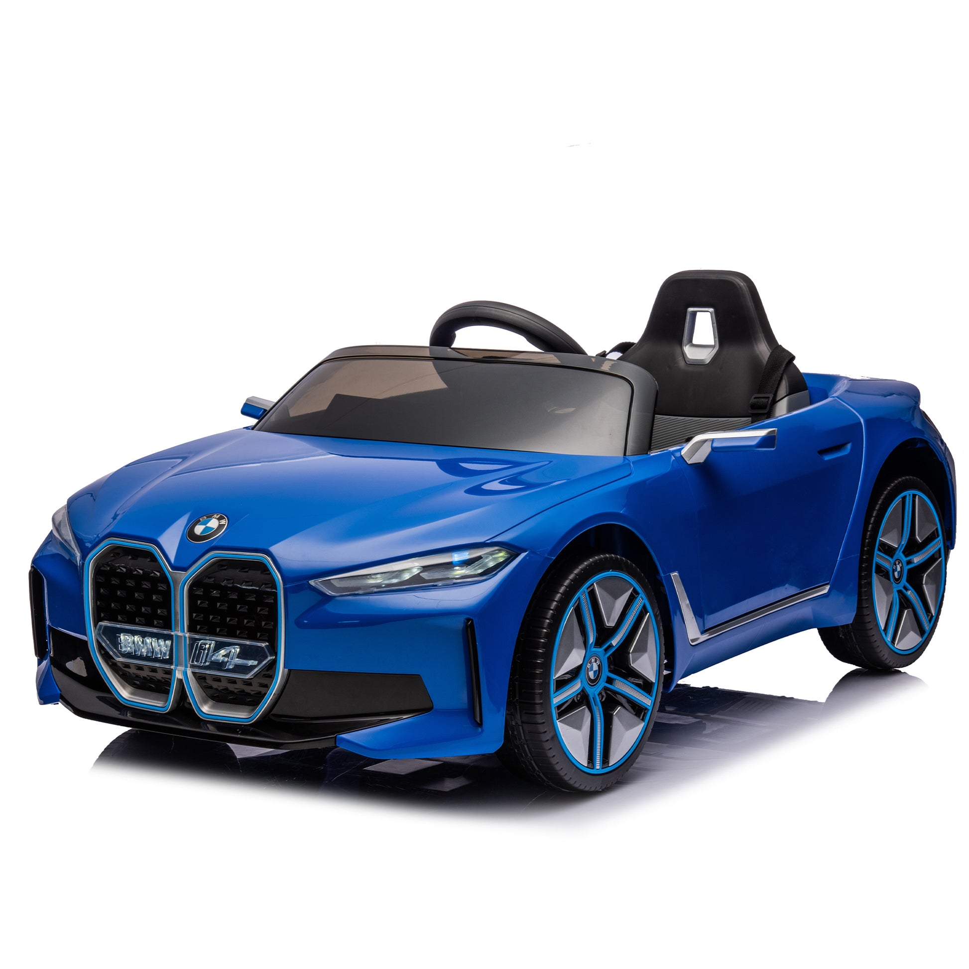 Licensed Bmw I4,12V Kids Ride On Car 2.4G W Parents Remote Control,Electric Car For Kids,Three Speed Adjustable,Power Display, Usb,Mp3 ,Bluetooth,Led Light,Two Point Safety Belt,Story Blue Plastic Indoor & Outdoor Use