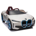 Licensed Bmw I4,12V Kids Ride On Car 2.4G W Parents Remote Control,Electric Car For Kids,Three Speed Adjustable,Power Display, Usb,Mp3 ,Bluetooth,Led Light,Two Point Safety Belt,Story White Plastic Indoor & Outdoor Use