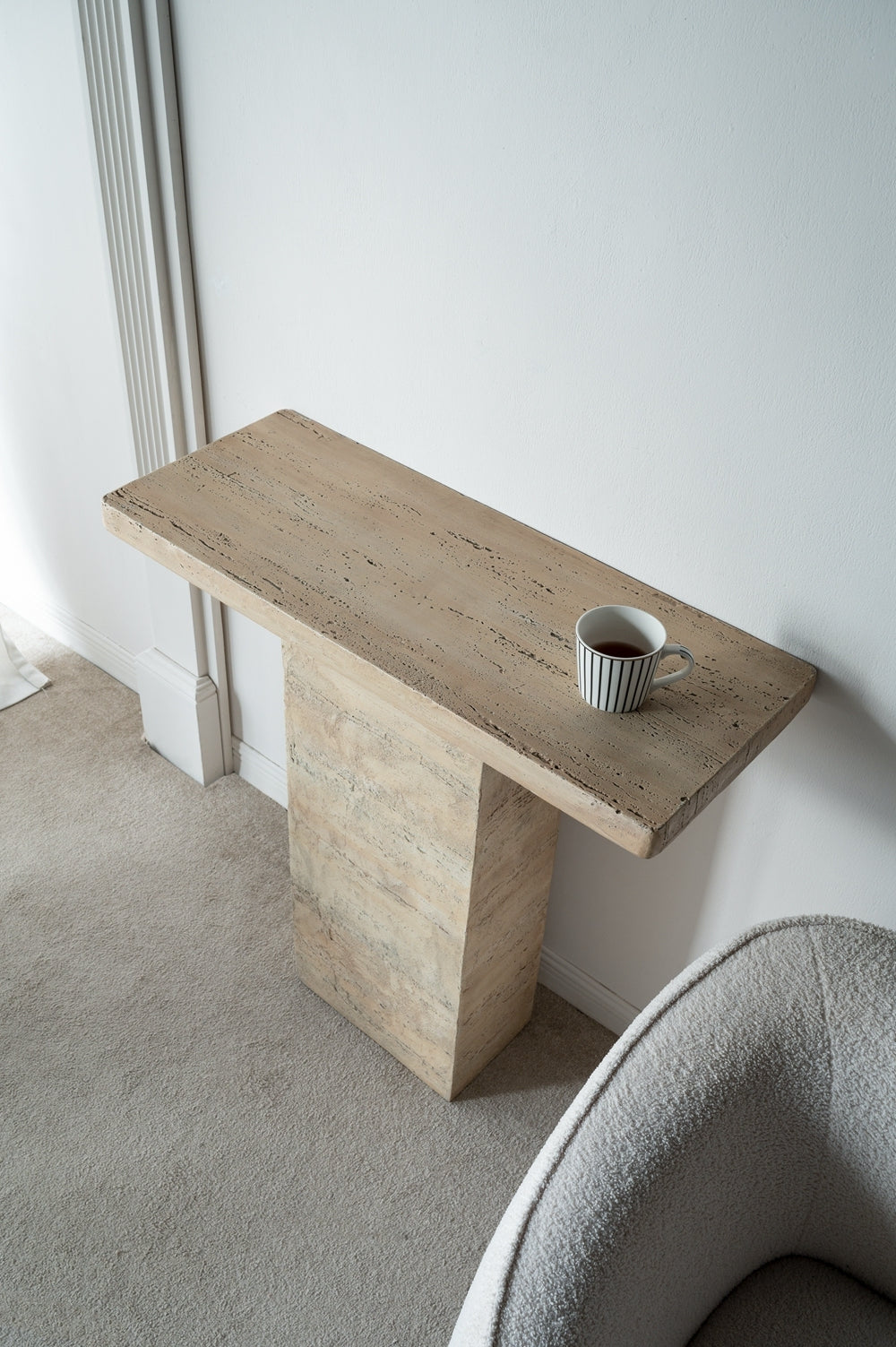 35.5X14X35.5" Cream Square Coffee Table With Pedestal Base Cream Primary Living Space Contemporary,Industrial,Minimalist,Modern,Ultra Modern Magnesium Oxide