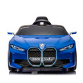 Licensed Bmw I4,12V Kids Ride On Car 2.4G W Parents Remote Control,Electric Car For Kids,Three Speed Adjustable,Power Display, Usb,Mp3 ,Bluetooth,Led Light,Two Point Safety Belt,Story Blue Plastic Indoor & Outdoor Use