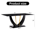 Modern Minimalist And Luxurious Black Imitation Marble Texture Dining Table Rectangular Office Desk.Game Desk .Desk.For Dining Room, Living Room, Terrace, Kitchen F 907 Black Mdf Glass