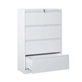 Lateral File Cabinet 4 Drawer, White Filing Cabinet With Lock, Lockable File Cabinet For Home Office, Locking Metal File Cabinet For Legal Letter A4 F4 Size Filing Cabinets 3 4 Drawers White Office Drawers Included Modern Metal Metal