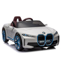 Licensed Bmw I4,12V Kids Ride On Car 2.4G W Parents Remote Control,Electric Car For Kids,Three Speed Adjustable,Power Display, Usb,Mp3 ,Bluetooth,Led Light,Two Point Safety Belt,Story White Plastic Indoor & Outdoor Use