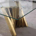 Tempered Glass Top Coffee Table With Gold Mirror Finish Stainless Steel Base Gold Tempered Glass