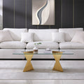 Tempered Glass Top Coffee Table With Gold Mirror Finish Stainless Steel Base Gold Tempered Glass