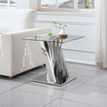 Tempered Glass Top End Table With Silver Mirror Finish Stainless Steel Base Silver Tempered Glass