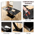 Modern Minimalist And Luxurious Black Imitation Marble Texture Dining Table Rectangular Office Desk.Game Desk .Desk.For Dining Room, Living Room, Terrace, Kitchen F 907 Black Mdf Glass