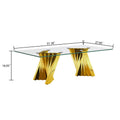 Tempered Glass Top Coffee Table With Gold Mirror Finish Stainless Steel Base Gold Tempered Glass