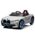 Licensed Bmw I4,12V Kids Ride On Car 2.4G W Parents Remote Control,Electric Car For Kids,Three Speed Adjustable,Power Display, Usb,Mp3 ,Bluetooth,Led Light,Two Point Safety Belt,Story White Plastic Indoor & Outdoor Use