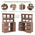 Garden Potting Bench Table, Rustic And Sleek Design With Multiple Drawers And Shelves For Storage, Brown Brown Garden & Outdoor Rustic Wood