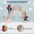 Kids Slide Playset Structure 7 In 1, Freestanding Space Set With Slide, Arch Tunnel, Ring Toss And Basketball Hoop,Double Slides For Toddlers, Kids Climbers Playground Pink Grey Hdpe