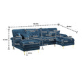 United Modern Large Chenille Fabric U Shape Sectional Sofa Blue Chenille