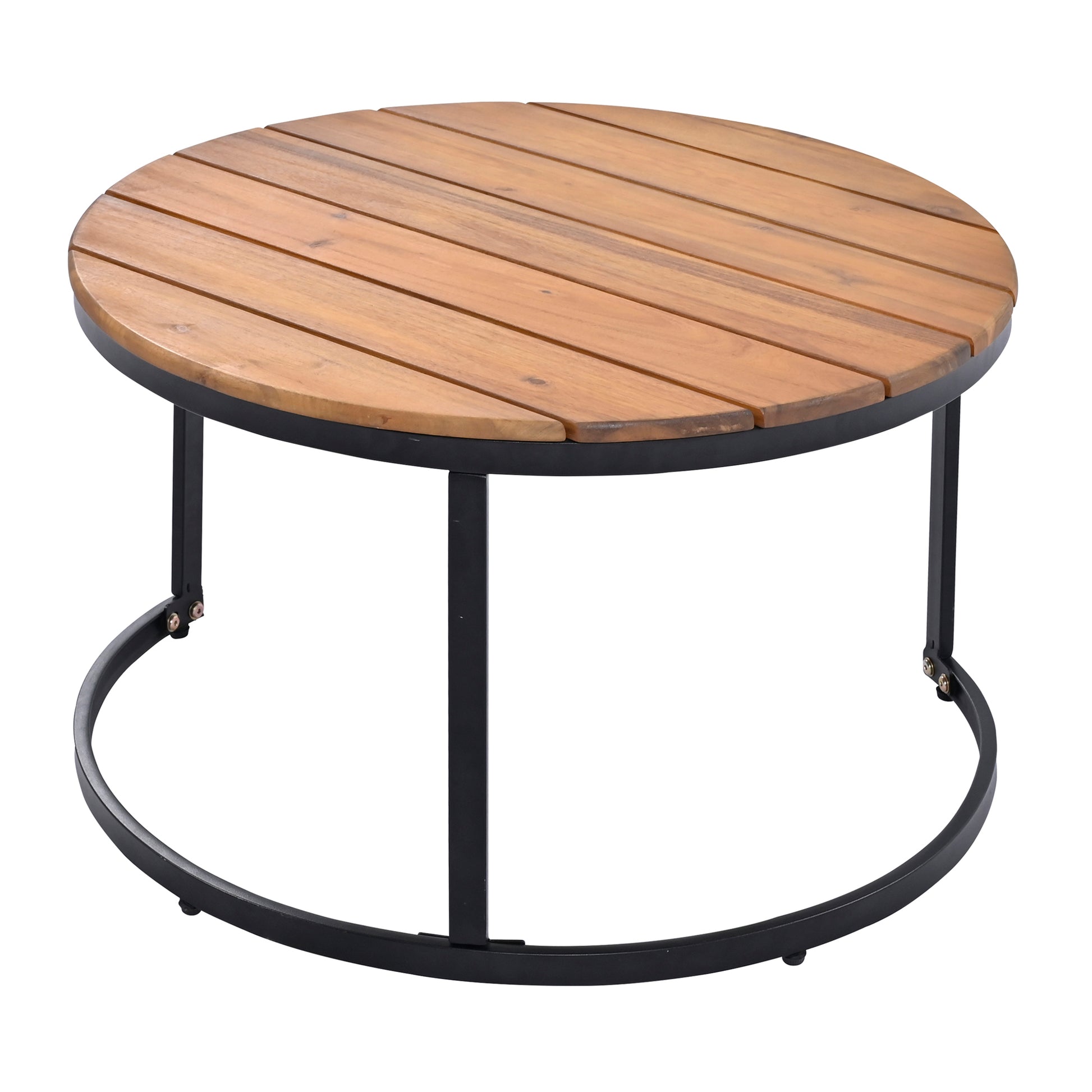 6 Piece Outdoor Sectional Sofa Set With Round Nesting Coffee Tables And Seating Sofa With Cushions For Patio, Porch And Garden Beige Beige Iron