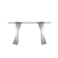 Tempered Glass Top Console Table With Silver Mirror Finish Stainless Steel Base Silver Tempered Glass