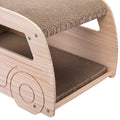 2 In 1 Wood Corrugate Cat Scratcher, Cardboard Cat House, Reversible Car Shaped Scratch Furniture Protector Natural Wood