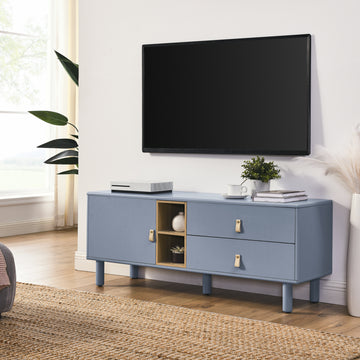 Drawer Tv Cabinet With Door, Storage Cabinet, Drawer Cabinet, Multi Functional Tv Cabinet Modern Tv Cabinet Wooden Storage Cabinet Leather Handle Drawer Cabinet Home Storage Cabinet Blue Solid Wood Mdf