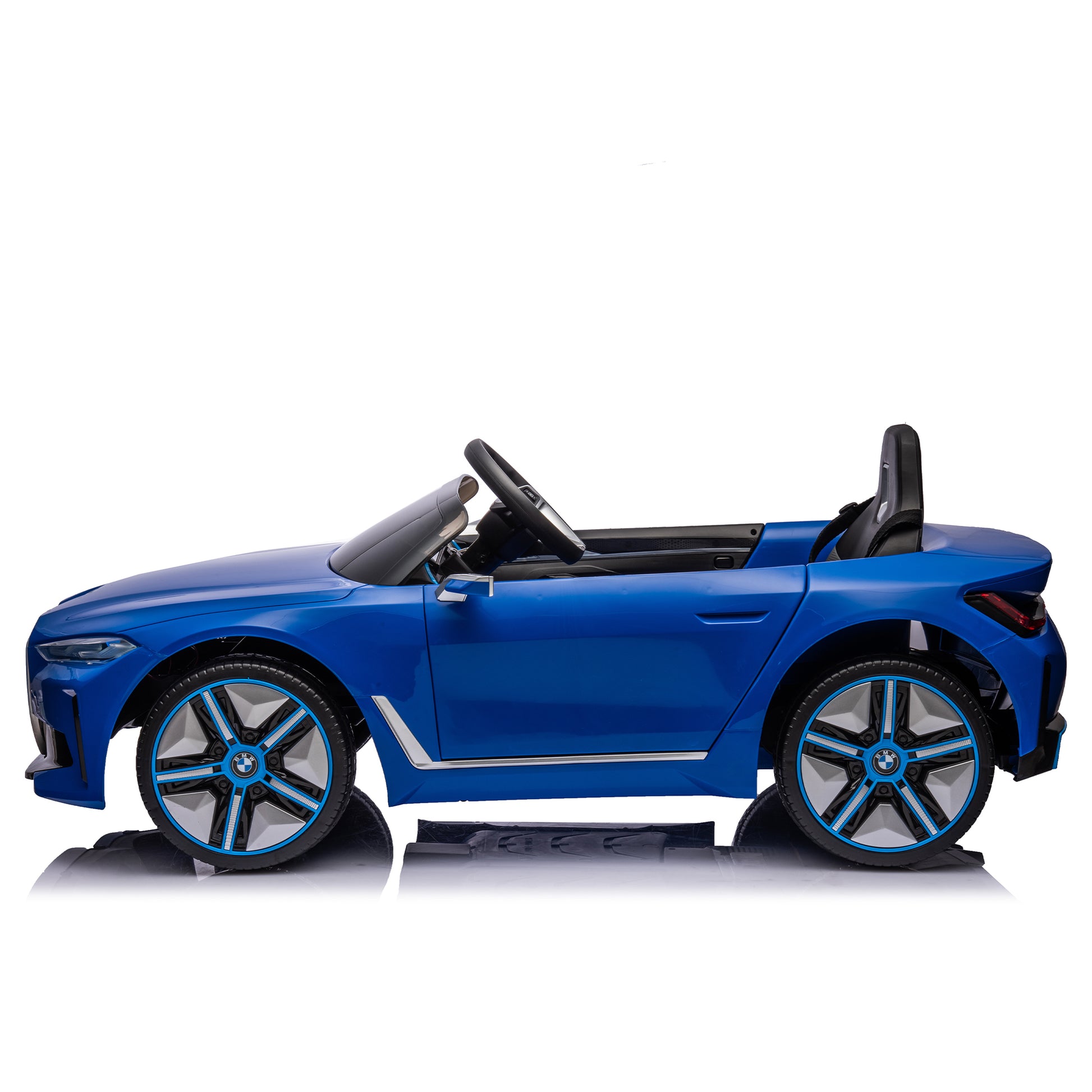 Licensed Bmw I4,12V Kids Ride On Car 2.4G W Parents Remote Control,Electric Car For Kids,Three Speed Adjustable,Power Display, Usb,Mp3 ,Bluetooth,Led Light,Two Point Safety Belt,Story Blue Plastic Indoor & Outdoor Use