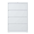 Lateral File Cabinet 4 Drawer, White Filing Cabinet With Lock, Lockable File Cabinet For Home Office, Locking Metal File Cabinet For Legal Letter A4 F4 Size Filing Cabinets 3 4 Drawers White Office Drawers Included Modern Metal Metal