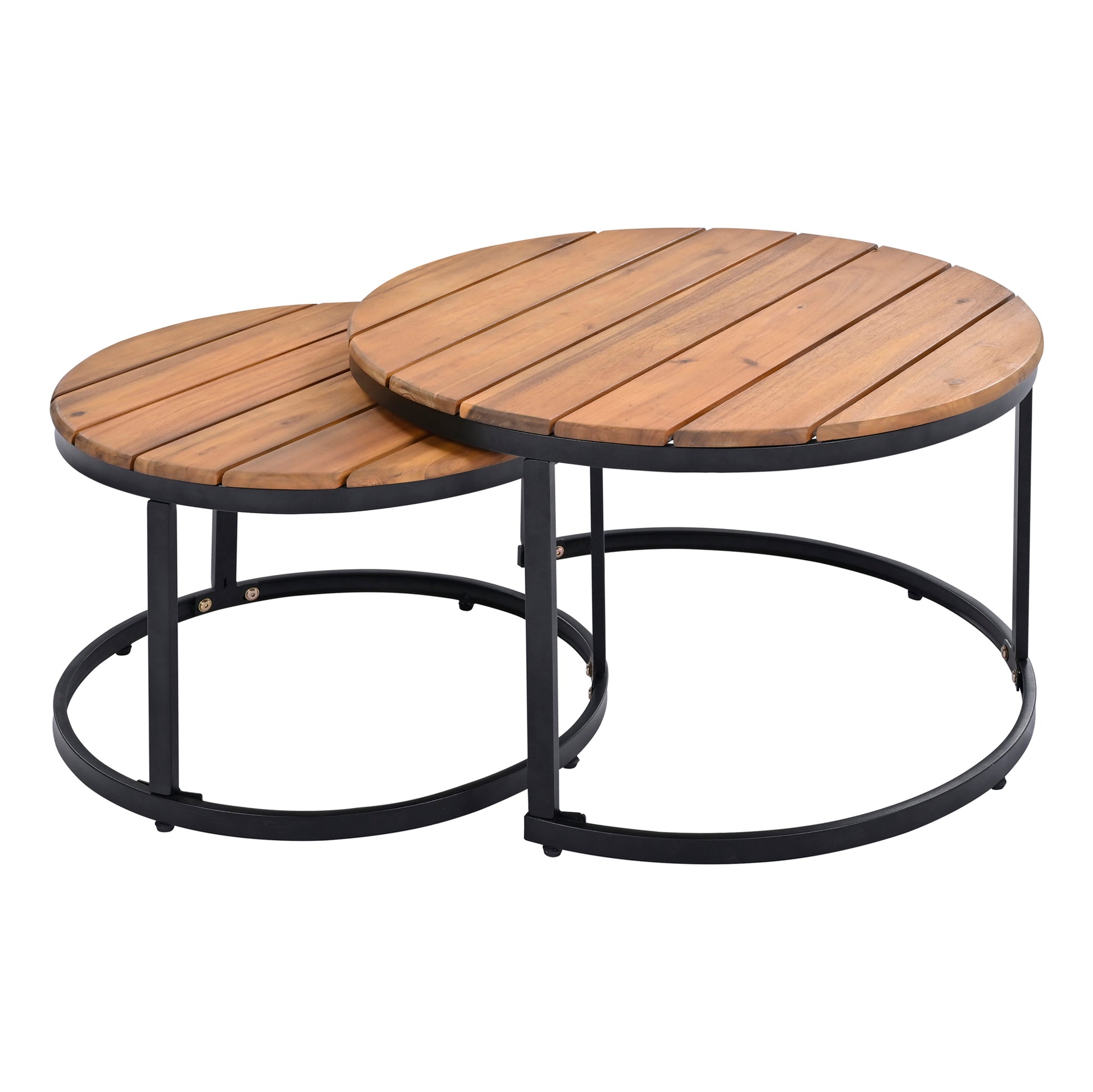 6 Piece Outdoor Sectional Sofa Set With Round Nesting Coffee Tables And Seating Sofa With Cushions For Patio, Porch And Garden Grey Grey Iron