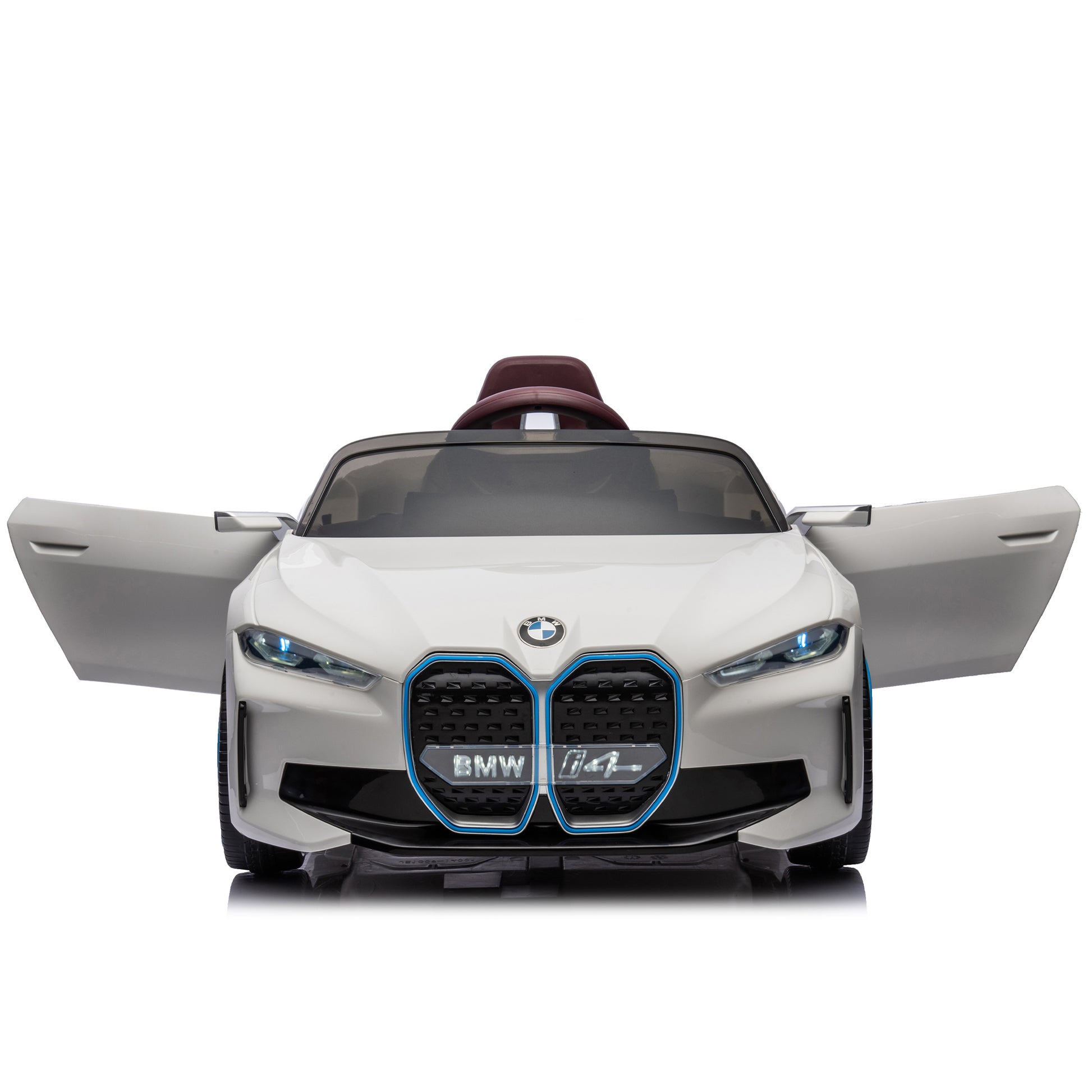 Licensed Bmw I4,12V Kids Ride On Car 2.4G W Parents Remote Control,Electric Car For Kids,Three Speed Adjustable,Power Display, Usb,Mp3 ,Bluetooth,Led Light,Two Point Safety Belt,Story White Plastic Indoor & Outdoor Use