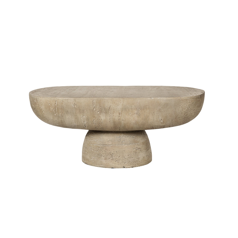 36X24X15" Cream Oval Coffee Table Cream Primary Living Space Contemporary,Industrial,Minimalist,Modern,Ultra Modern Magnesium Oxide
