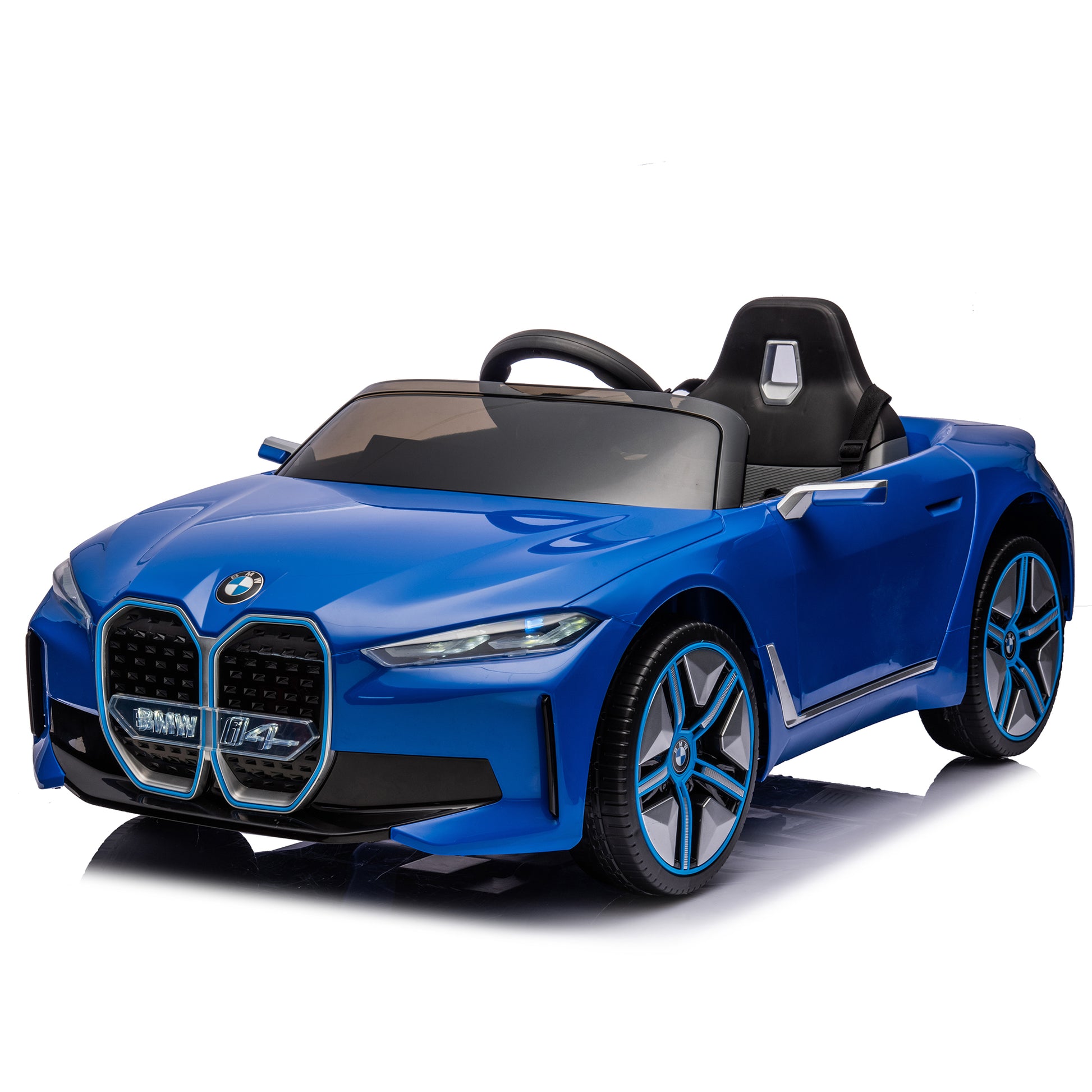 Licensed Bmw I4,12V Kids Ride On Car 2.4G W Parents Remote Control,Electric Car For Kids,Three Speed Adjustable,Power Display, Usb,Mp3 ,Bluetooth,Led Light,Two Point Safety Belt,Story Blue Plastic Indoor & Outdoor Use