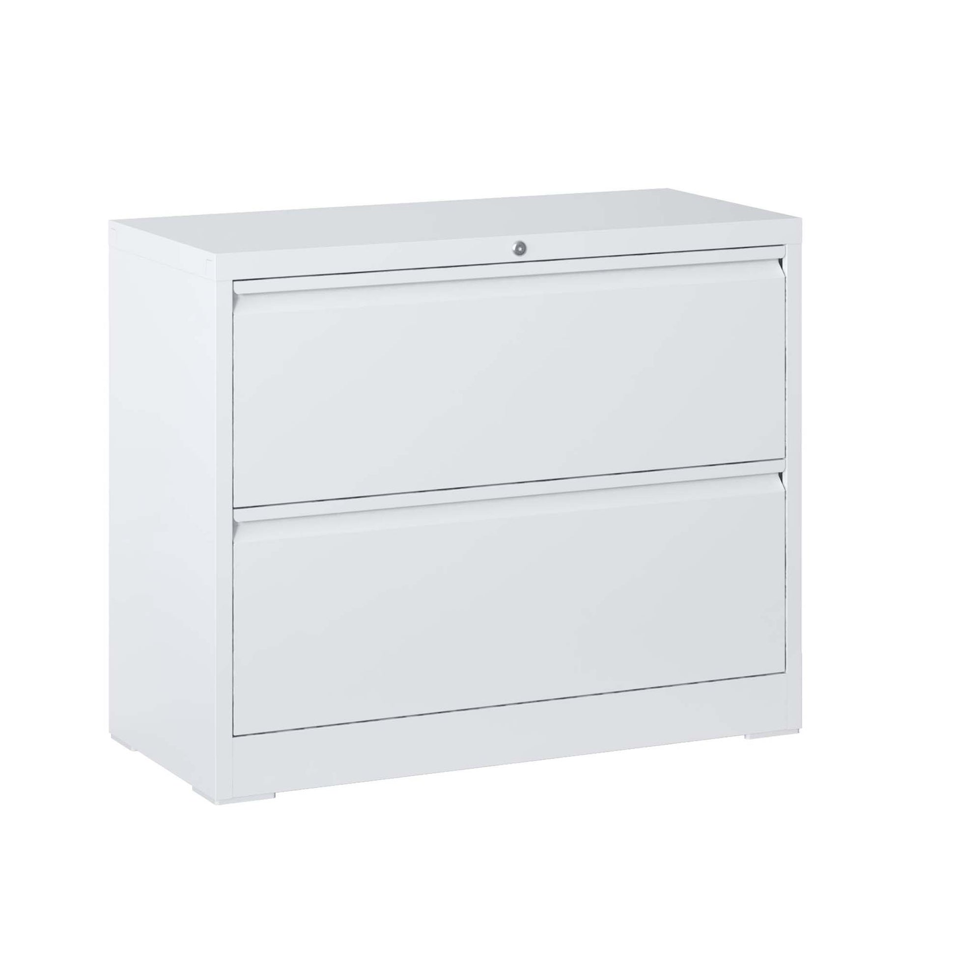 Lateral File Cabinet 2 Drawer, White Filing Cabinet With Lock, Lockable File Cabinet For Home Office, Locking Metal File Cabinet For Legal Letter A4 F4 Size Filing Cabinets 1 2 Drawers White Office