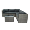 6 Pieces Pe Rattan Sectional Outdoor Furniture Cushioned Sofa Set Grey Wicker, Dark Grey Cushion Yes Complete Patio Set Grey Weather Resistant Frame Mildew Resistant Cushion Garden & Outdoor Classic Complete Patio Sets Fiber Foam Pads Pe Rattan Iron