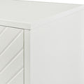 Modern Functional Large Storage Space Sideboard With Wooden Triangular Handles And Adjustable Shelves For Living Room And Dining Room White White Mdf