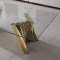 Tempered Glass Top Coffee Table With Gold Mirror Finish Stainless Steel Base Gold Tempered Glass