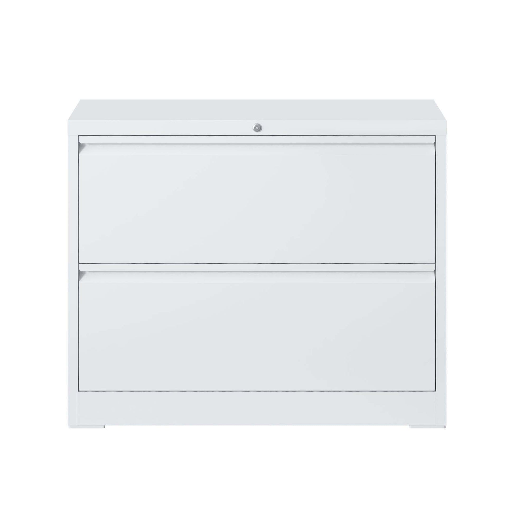 Lateral File Cabinet 2 Drawer, White Filing Cabinet With Lock, Lockable File Cabinet For Home Office, Locking Metal File Cabinet For Legal Letter A4 F4 Size Filing Cabinets 1 2 Drawers White Office