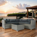 6 Pieces Pe Rattan Sectional Outdoor Furniture Cushioned Sofa Set Grey Wicker, Dark Grey Cushion Yes Complete Patio Set Grey Weather Resistant Frame Mildew Resistant Cushion Garden & Outdoor Classic Complete Patio Sets Fiber Foam Pads Pe Rattan Iron