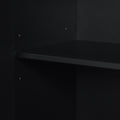 Modern Functional Large Storage Space Sideboard With Wooden Triangular Handles And Adjustable Shelves For Living Room And Dining Room Black Black Mdf