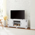 Modern Farmhouse Tv Media Stand, Large Barn Inspired Home Entertainment Console, For Tv Up To 70'', With Open Shelves And Closed Cabinets, White, 64.8