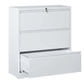 Lateral File Cabinet 3 Drawer, White Filing Cabinet With Lock, Lockable File Cabinet For Home Office, Locking Metal File Cabinet For Legal Letter A4 F4 Size Filing Cabinets 3 4 Drawers White Office Drawers Included Modern Metal Metal