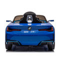 Licensed Bmw I4,12V Kids Ride On Car 2.4G W Parents Remote Control,Electric Car For Kids,Three Speed Adjustable,Power Display, Usb,Mp3 ,Bluetooth,Led Light,Two Point Safety Belt,Story Blue Plastic Indoor & Outdoor Use