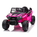 12V Kids Ride On Mini Utv, Electric Car With Front Led Lights And Horn, Single Seat With A Safety Belt, Forward Reverse Function Rose Red Polypropylene