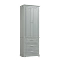 Tall Storage Cabinet With Three Drawers For Bathroom Office, Grey Grey Mdf