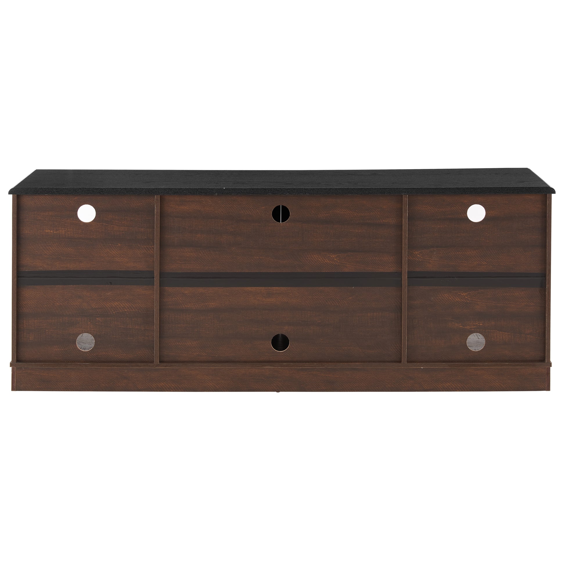 Modern Farmhouse Tv Media Stand, Large Barn Inspired Home Entertainment Console, For Tv Up To 80'', With Open Shelves And Closed Cabinets, Espresso And Black, 70"W*15.55"D*26.89"H Espresso 70 79 Inches 80 Inches Mdf