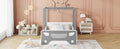 Twin Size Car Shaped Bed With Roof,Wooden Twin Floor Bed With Wheels And Door Design,Montessori Inspired Bedroom,Grey Twin Grey American Design Pine