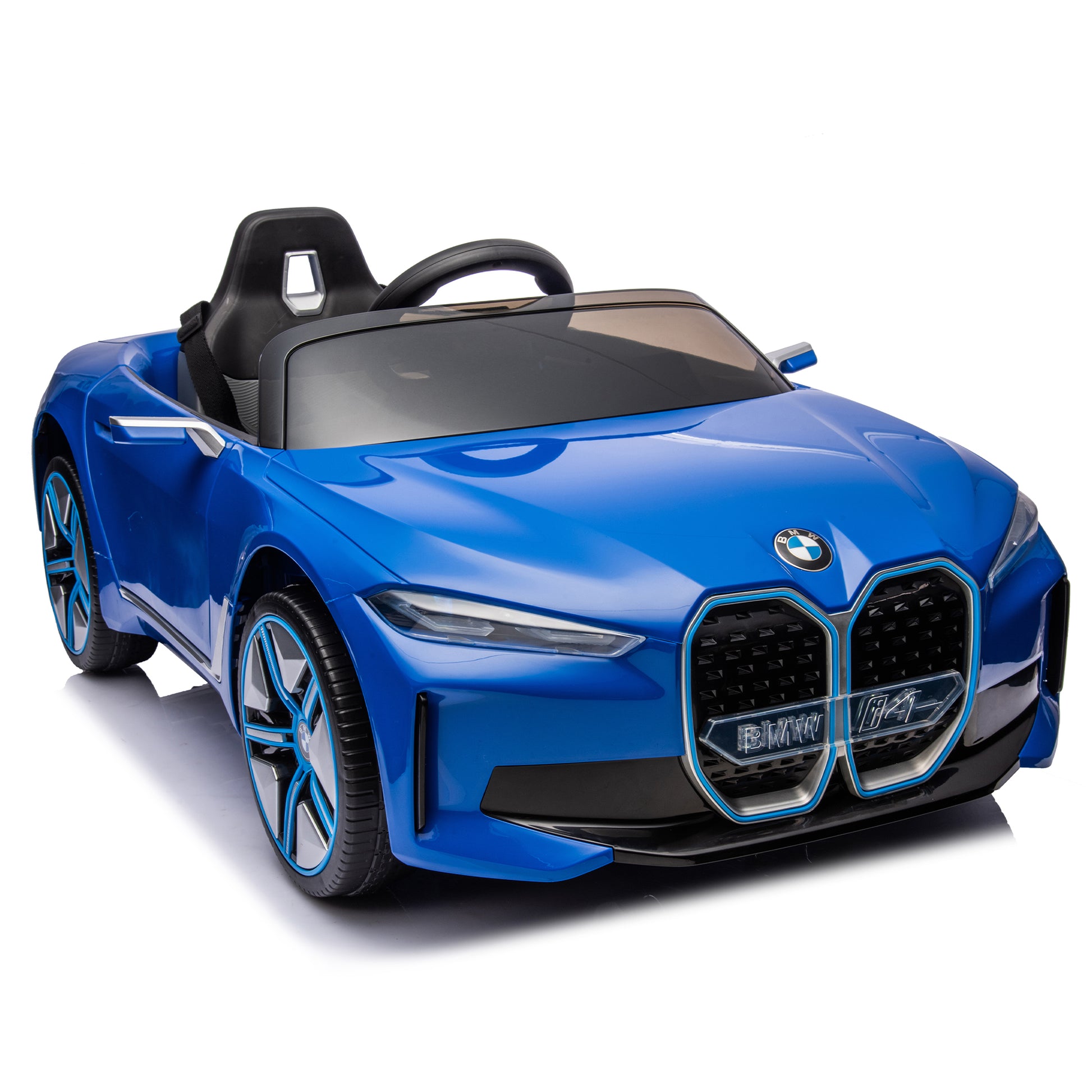 Licensed Bmw I4,12V Kids Ride On Car 2.4G W Parents Remote Control,Electric Car For Kids,Three Speed Adjustable,Power Display, Usb,Mp3 ,Bluetooth,Led Light,Two Point Safety Belt,Story Blue Plastic Indoor & Outdoor Use