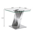 Tempered Glass Top End Table With Silver Mirror Finish Stainless Steel Base Silver Tempered Glass