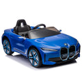 Licensed Bmw I4,12V Kids Ride On Car 2.4G W Parents Remote Control,Electric Car For Kids,Three Speed Adjustable,Power Display, Usb,Mp3 ,Bluetooth,Led Light,Two Point Safety Belt,Story Blue Plastic Indoor & Outdoor Use