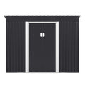 4.2 X 9.1 Ft Outdoor Storage Shed, Metal Tool Shed With Lockable Doors Vents, Utility Garden Shed For Patio Lawn Backyard, Dark Gray Dark Gray Metal