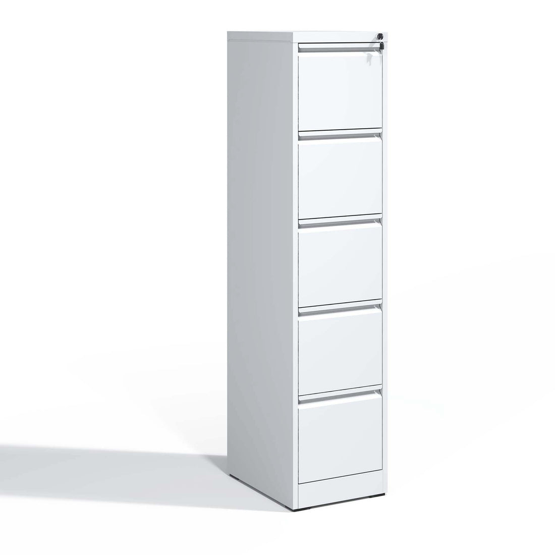 5 Drawer Metal Vertical File Cabinet With Lock Office Home Steel Vertical File Cabinet For A4 Legal Letter Size Filing Cabinets 5 Or More Drawers White Office Drawers Included Modern Metal Metal